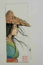 Frédéric Genêt - Portrait de Kinu (Samouraï) - Illustration originale