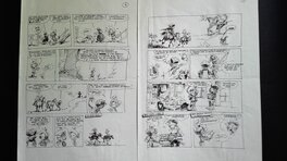 Jean-Claude Fournier - Double planche crayonnée spirou vacances à brocéliande - Planche originale