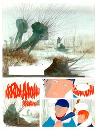 William Vance - Vance, Bob Morane, bleu de coloriage - Original art