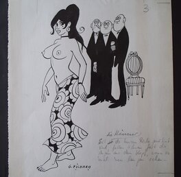 Georges Pichard - « Depuis qu'ils sont habitués aux jupes courtes, [...] », 1968. - Illustration originale