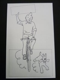 Hergé - Tintin A VELO - Original Illustration