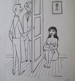 Georges Pichard - « Ta femme ? ... Non, mon vieux, elle n'est pas ici, mais je suis sûr qu'elle rira bien quand elle saura que tu t'es inquiété.» - Original Illustration