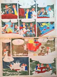 Les gouaches appliquées au dos par Tillieux ; remarquez le soin apporté aux effets pour les reflets dans l'eau ... Les gouaches appliquées au dos par Tillieux ; remarquez le soin apporté aux effets pour les reflets dans l'eau ...