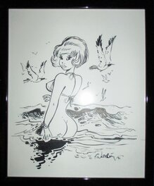 François Walthéry - Natacha à la plage ... - Original Illustration