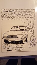 Hergé - Illustration des studios Hergé pour une publicité sur la citröen GS - Original art