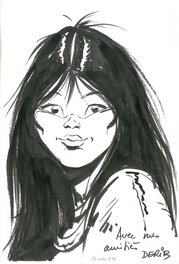 Derib - Portrait de Chinook - Illustration originale