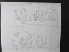 Recto du dessin, bleu d'une page de "Passe moi l'ciel !" Recto du dessin, bleu d'une page de "Passe moi l'ciel !"
