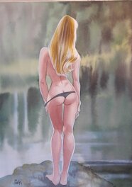 Gürçan Gürsel - S'aimer sur les bords...du lac - Original Illustration