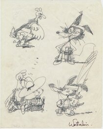 Marc Wasterlain - Esquisses au crayon gras. - Original art