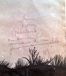 "A Thierry Martens en amical souvenir d'un jour mémorable" , la dédicace manuscrite de Jijé à T. Martens, le "Monsieur Albums" du journal Spirou...