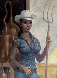 Fred Beltran - Cow-Girl à l'Alambic - Original Illustration