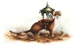 Illustration originale - La belette au palanquin