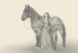 Erlé Ferronnière - Cavalière 2 - Noir & blanc - Original Illustration