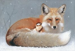 Illustration originale - La fée qui dort avec le renard
