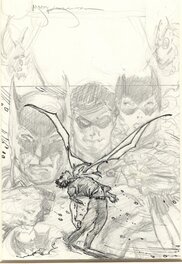 Mike Kaluta Batman family cover prelim