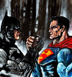 Virginio Vona - Superman et Batman - Illustration originale