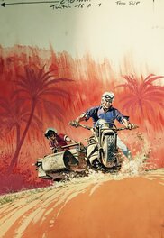 Hermann - Couverture Journal Tintin l Oasis en Flammes - Original Cover