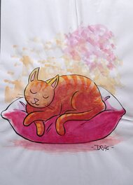 Drac - Une sieste devant un bon feu de cheminée ... - Original Illustration