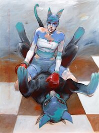 Enki Bilal - Enki BILAL.  AU 39EME COUP....... Acrylique sur toile "Oxymore" - Œuvre originale