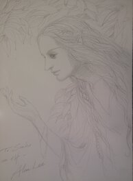 Alan Lee - Dessin original d'un elfe par Alan Lee - Original Illustration