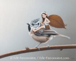 Erlé Ferronnière - La fée et la mésange huppée - Original Illustration