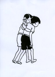 Hergé - Zette et Jo (dessin alternatif). - Planche originale