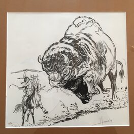 Bison & Indien, Dessin pour couverture de Tintin