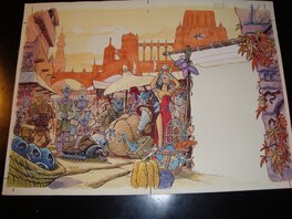 Jean-Claude Mézières - Sur le marché de Brive-la Gaillarde - Original Illustration