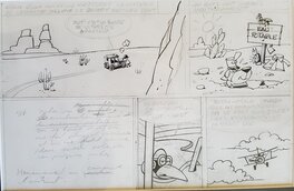 Raymond Macherot - Croquis préparatoires pour la planche 15 de l'album "LA REVANCHE D'ANTHRACITE" - Œuvre originale