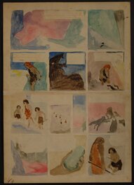 Verso avec la gouache de couleur. Verso avec la gouache de couleur.