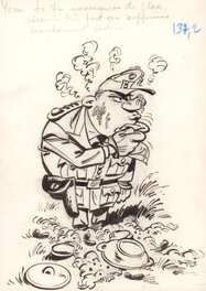 André Franquin - Les Robinsons du Rail - L'agent Schmidt (1964) - Original Illustration