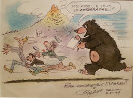 René Pellos - La course à la dédicace - Original Illustration