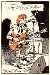 Jean-Claude Denis - Baby set me free !  Luc Leroi et sa Gretsch - Original Illustration