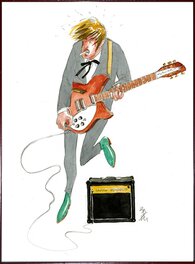Baru - Guitariste Mod's à la Rickenbaker - Illustration originale
