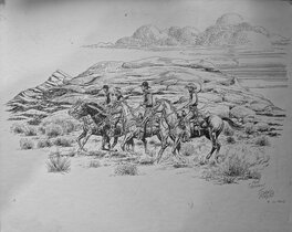 Gérald Forton - Cowboys RIDING - Original Illustration