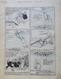 Marijac - Rouletabosse Reporter, ensemble de neuf  superbe planche parue dans Pierrot , 1934 - Planche originale