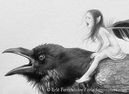 La fée sur le corbeau en détail La fée sur le corbeau en détail