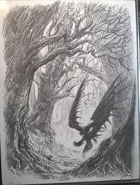 Gwendal Lemercier - Dragon dans la forêt - Illustration originale