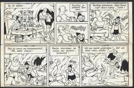Willy Vandersteen - Suske en Wiske - De groene splinter - originele halve pagina - Comic Strip
