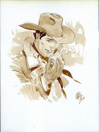 Giulio De Vita - Cowboy avec cigarette - Illustration originale