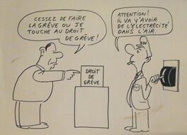 Georges Wolinski - Droit de grève EDF - Dessin n°1 - Planche originale