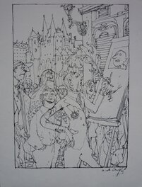 Nicolas De Crécy - Ex-Libris pour le tirage de tête de la 1re édition du CEJ 1998/1999 - Illustration originale