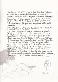 Le texte d’André Taymans dans le carnet d’illustrations.