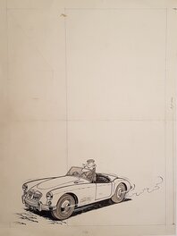 Raymond Macherot - Clifton dans sa MG MK II - Illustration originale