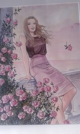 Milo Manara - Illustration Manara La femme aux roses - Illustration originale