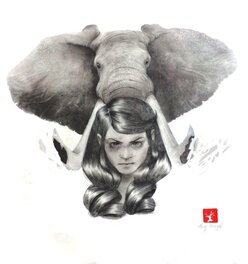 Lucy Mazel - Communardes: couverture alternative pour l'album Les éléphants rouges - Couverture originale
