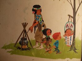 Louis Salvérius - « Une Journée chez les Indiens », 1966. - Original Illustration