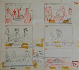 Hergé, studios Belvision - Tintin - Lac aux requins - Crayonné préparatoire - Œuvre originale