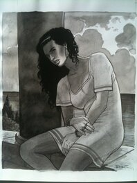 Jacques Terpant - Femme assise - Illustration originale