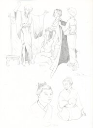 Carita Lupattelli - Izunas - Izumi et Shinobu - crayonnés - Original art